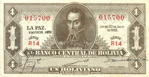 Bolívia, 1 Boliviano - 1952 - comprar online