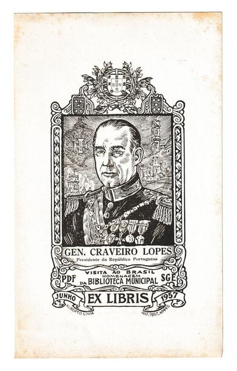 EX LIBRIS Gen. Craveiro Lopes (1957) - ALBERTO LIMA