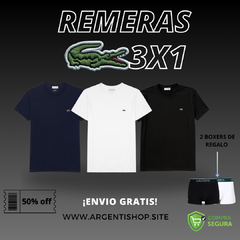 3x1 remeras Lacoste + 2 Boxers Lacoste de regalo Argentishop™