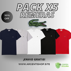 Pack X5 remeras Lacoste™ calidad premium 50% OFF Argentishop. - comprar online