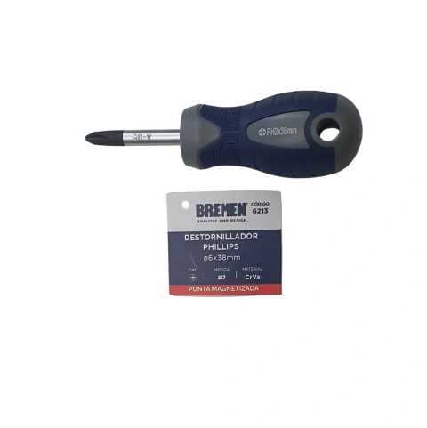 Destornillador Corto 6x38mm Punta Imantada Philips Ph2 Bremen 6213