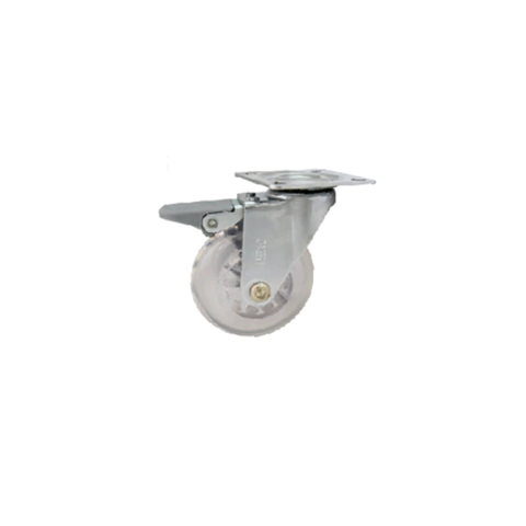 Rueda Pvc Transparente 35mm Base Giratoria y Freno 19128 con Tornillo - ideal para muebles
