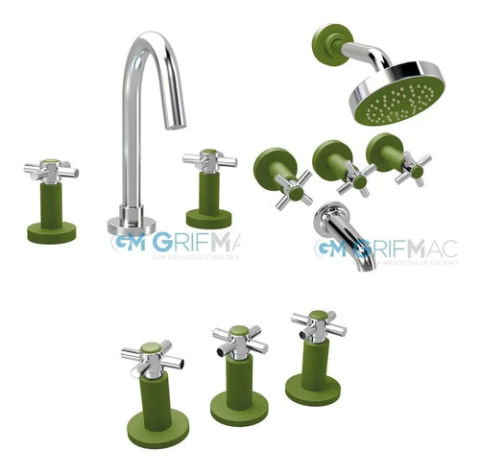 Combo Griferia Lavatorio + Bidet + Ducha Imak Cruz Grifmac