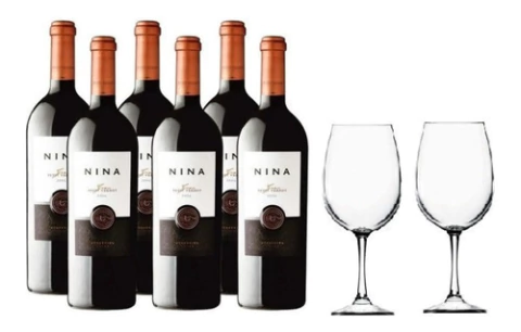Vino Nina Gran Petit Verdot X 6 + 2 Copas Regalo