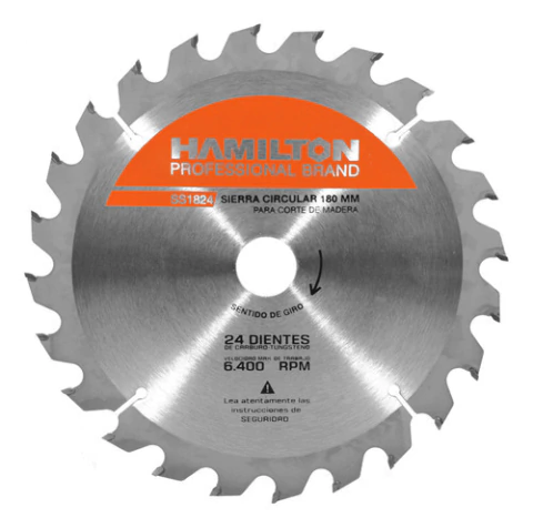 Disco Sierra Circular 24 Dientes 180mm Hamilton Ss1824