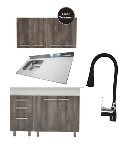 Combo Cocina Bajo Mesada + Cajonera + Alacena + Griferia 120