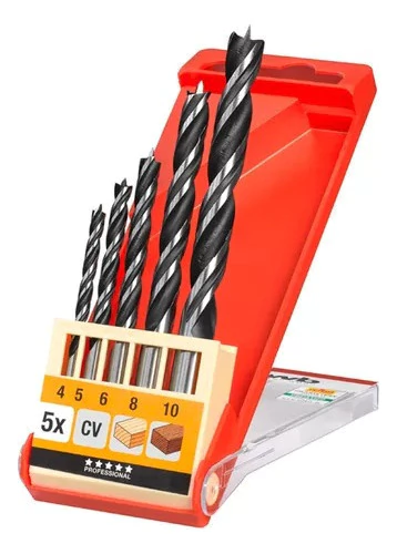 Juego Set Kit Mechas Madera Kwb 5 Pzs Con Estuche