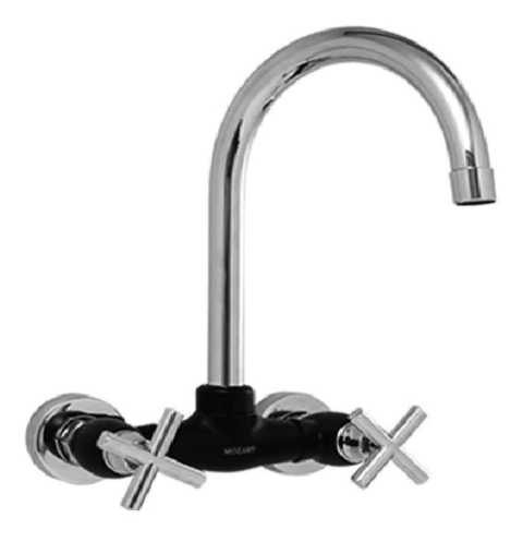 Grifería Mezcladora Pared Abs Negra Volante Cruz Pico J