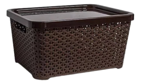 Canasto Cesto Plastico Ratan Colombraro Chico Con Tapa