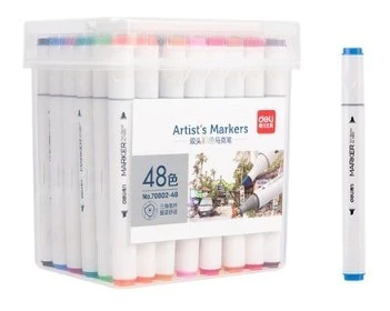 Marcadores Sketch Profesionales Doble Punta X48 - Deli