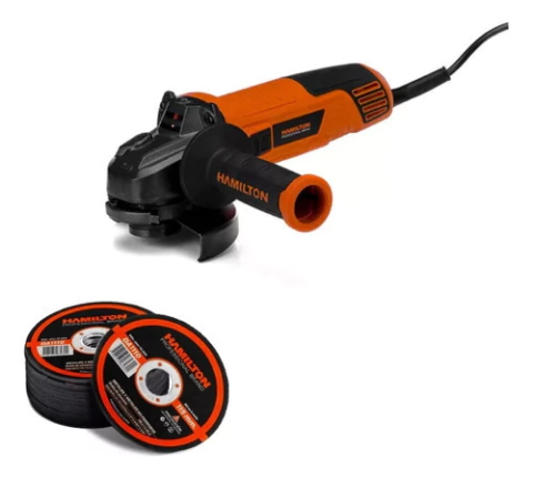 Combo Amoladora Angular Hamilton Haa001 + 5u Disco De Corte