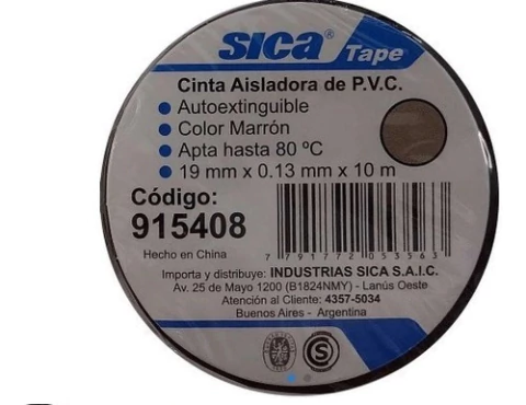 Pack X 10 Cinta Aisladora Todos Los Colores 10 Mts Sica