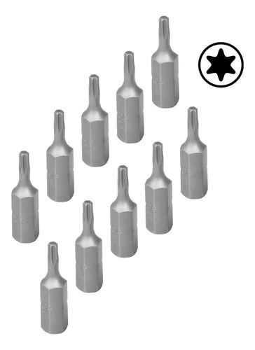 Juego Kit 10 Puntas Torx T10 Atornillador 25mm 1/4 Corta