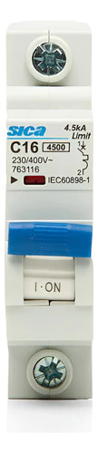 Interruptor Termomagnético Sica Unipolar 4,5k 1x16a