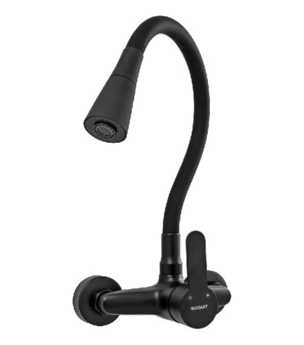 Grifería Monocomando Pared Cocina Pico Flexible Lluvia Negra