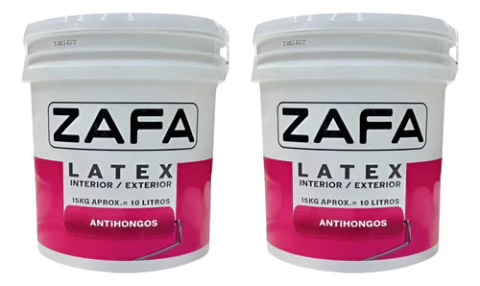 Combo Pintura Zafa Latex Int/ext 10 Litros Color Blanco X2 Acabado Mate