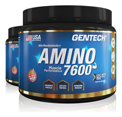Amino 7600 Gentech 150 Compr - Aminoacidos Masa Muscular Sin Sabor