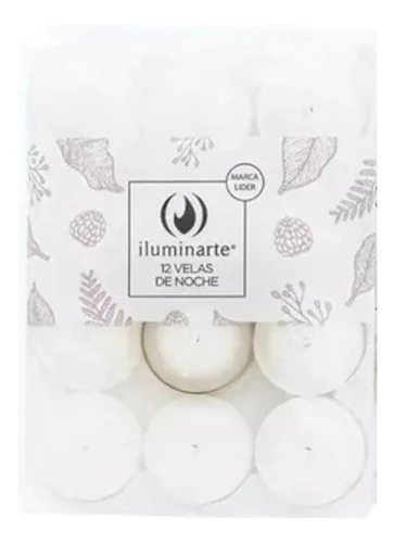 Set X12 Velas De Noche Decorativa S/ Aroma Blanco Iluminarte