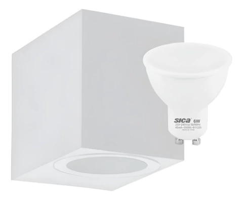 Aplique Pared Cuadrado + Lampara Led Dicro Blanco/negro 6w Blanco/ Luz Frio