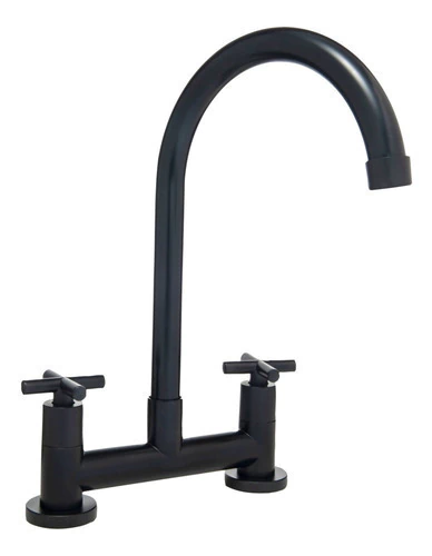 Grifería Mezcladora Doble Comando Mesada Negra Texas Mozart