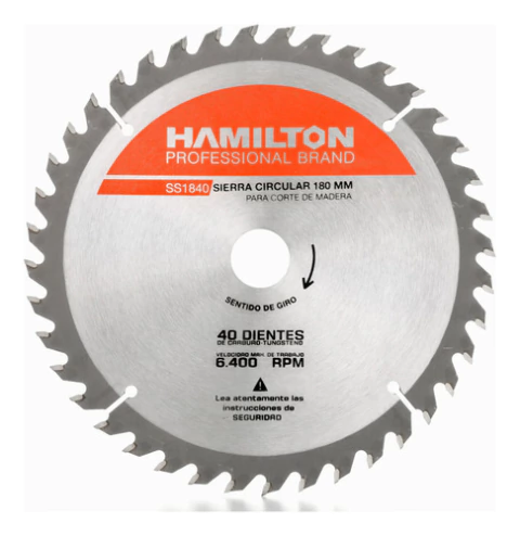 Disco Sierra Circular 40 Dientes 180mm 71/4 Hamilton Ss1840
