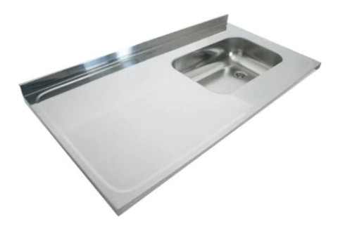 Mesada De Acero 430 De 160cm Con Pileta Simple Dhinox