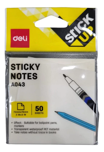 Notas Adhesivas Deli Ea043 76x76mm X 50hs Transparente