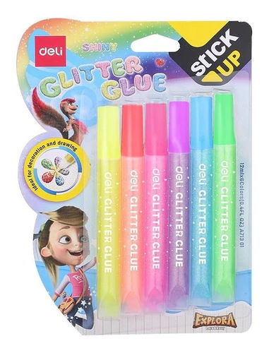 Adhesivo Glitter 12 Ml Colores Neon X 6 Deli