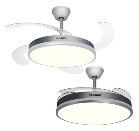 Ventilador De Techo Peabody Con Luz 4 Aspas Retráctil Dc410 1.27 M 50-60hz Inox Plástico 4
