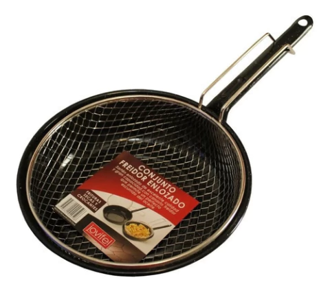 Conjunto Freidor Enlozado Sartén Profunda + Canasto Jovifel