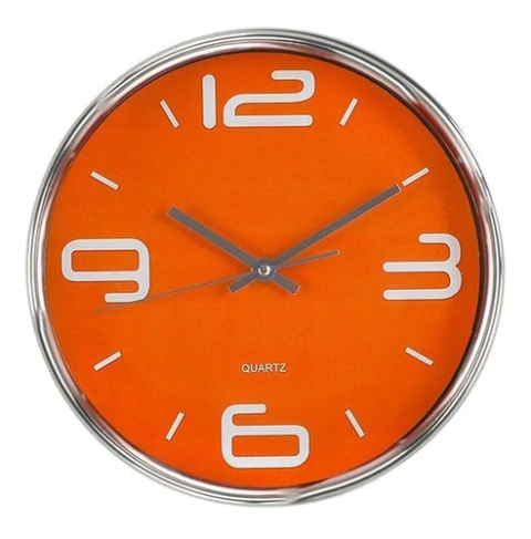 Reloj Redondo 30 Cm Cuadrante Naranja Pared Jovifel Art 4575
