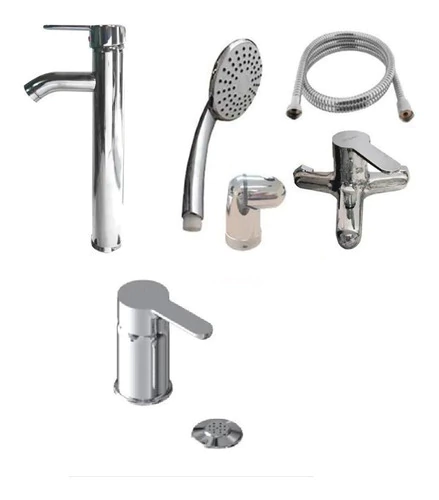 Juego Griferia Baño Completo Madrid Mozart Cromada