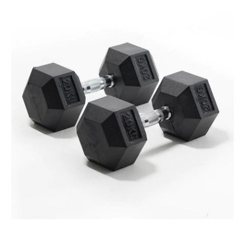 Mancuerna Hexagonal De Caucho 20kg X Unidad Mir Fitness