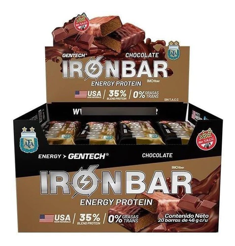 Suplemento Barra Gentech Iron Bar Proteína Chocolate X 20 U