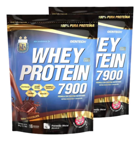 Combo Gentech Whey Protein 7900 Afa 500g Sabor Chocolate X2