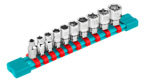 Set 10 Bocallaves 1/4 Total Tht1411023 - Plateado