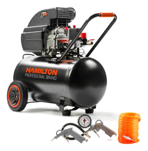 Compresor De Aire 50l 2.5hp Hamilton Hcdm002 Mas Kit 3 Pzas