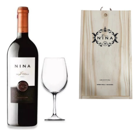 Vino Nina Gran Petit Verdot + Copa + Estuche Cosecha 2020