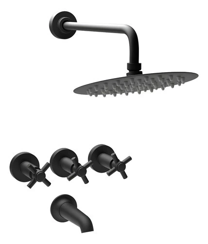 Griferia Mezcladora Ducha Volante Imak Cruz Grifmac Negra