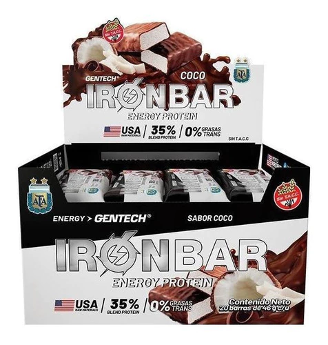 Suplemento En Barra Gentech Iron Bar Proteína Coco X 20 U