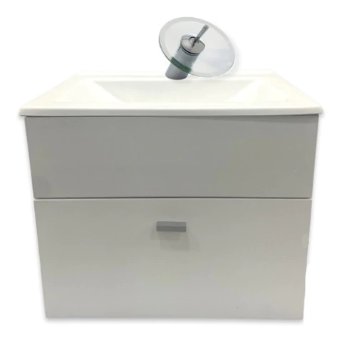 Vanitory Colgante Blanco 50cm + Griferia Cascada Monocomando