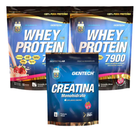 Combo Gentech Wheyprotein 500g X2 +creatina Monohidrato 250g