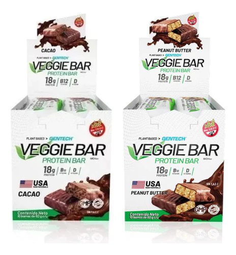 Combo Gentech Barras Proteicas Veggie 2 Cajas De 10 Unidades
