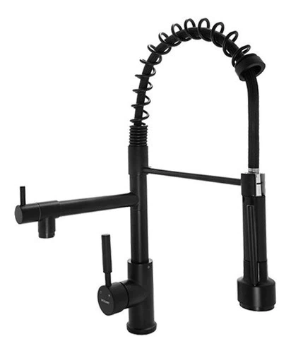 Grifería Monocomando Cocina Mesada Bar Con Puente Negra