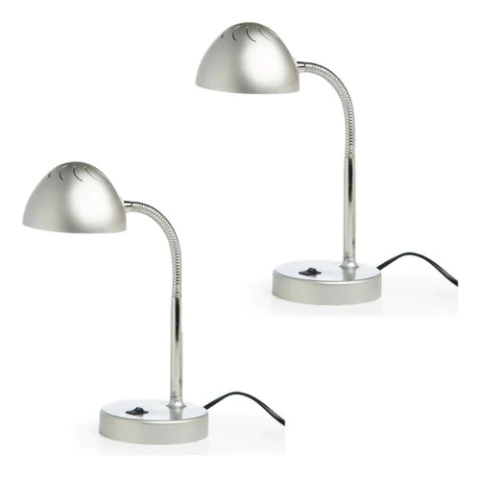 Combo X2 Velador Flexible Led Sica 3.5w Luz Neutra Plateado