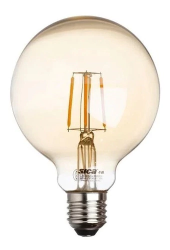 Lampara Filamento Led E27 Globo Vintage Ambar 4w Sica