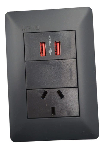 Llave De Luz Bio Doble Cargador Usb Grafito 220v - 20ma 50hz