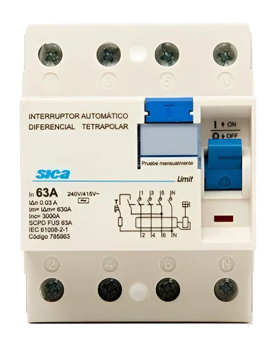 Interruptor Automático Diferencial Tetrapolar 4x63a Sica