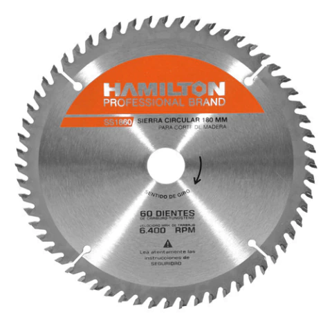 Disco Sierra Circular 60 Dientes 180mm Hamilton Ss1860