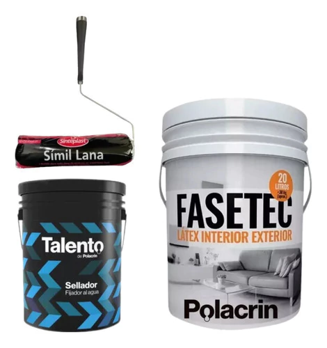 Combo Pintura 20 Lts + Fijador Int/ext 4 Lts + Rodillo 22 Cm